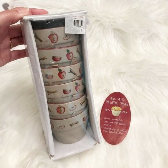 Christmas Tree Shops Vintage Stoneware Baking Cups (6) Pots Muffins Ramekins New - Picture 2 of 11